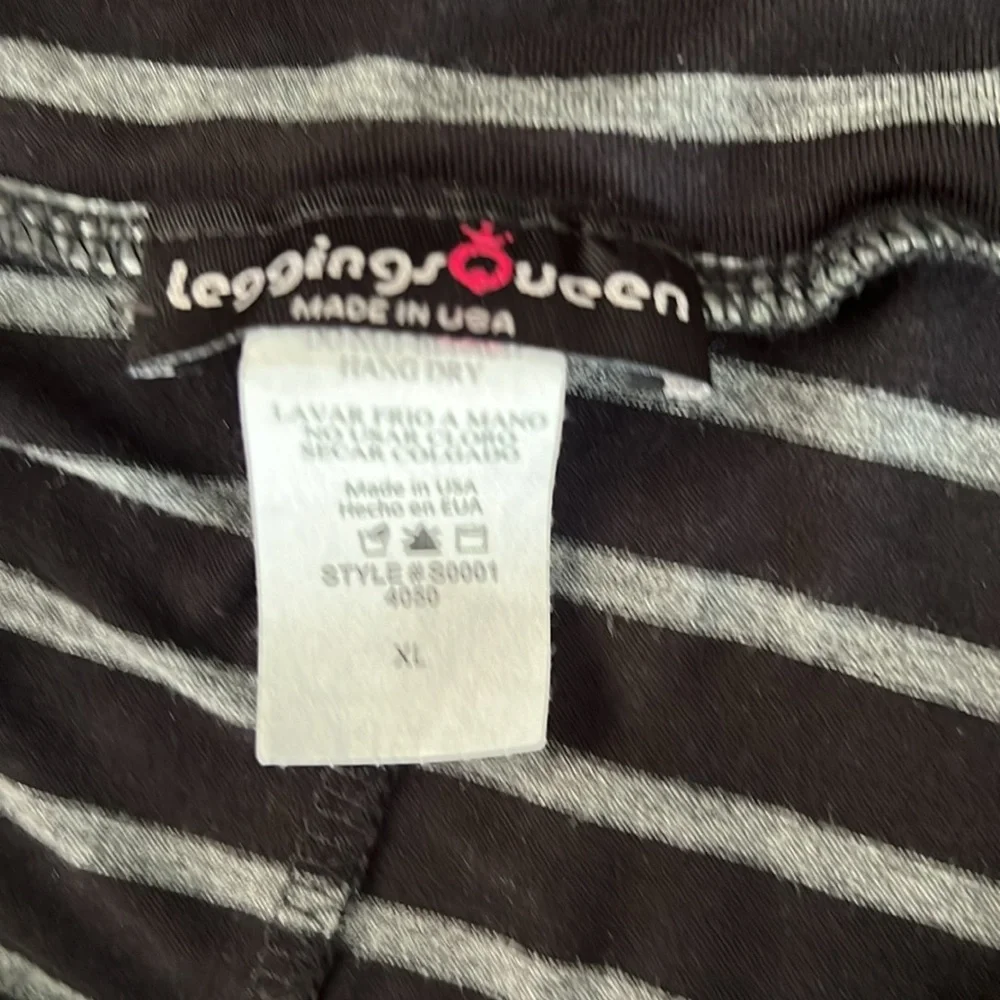 Leggings Queen Black and Gray Striped Maxi Skirt.  XL